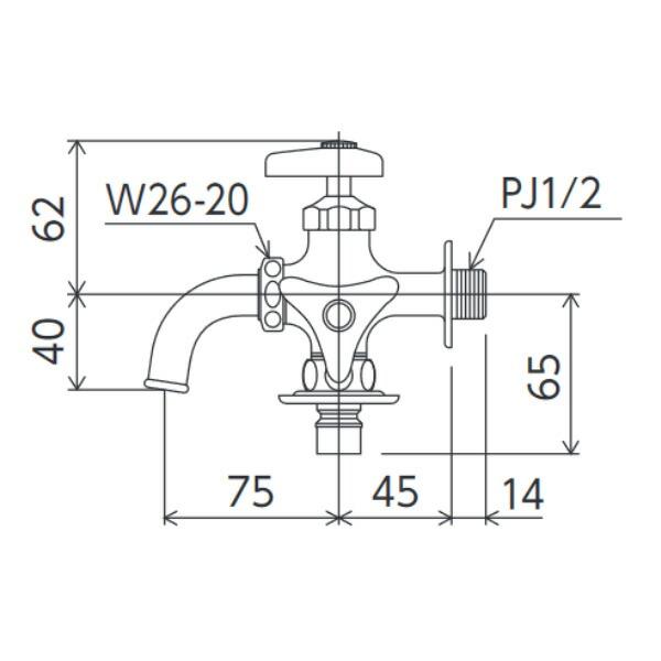 KVK（ケーブイケー） K124BNJ 二口自在水栓（ツバ付ワンタッチニップル