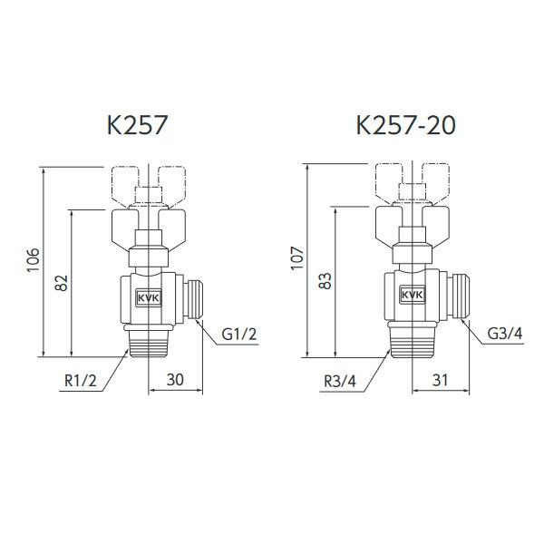 KVK（ケーブイケー）　K257-20 耐熱ボールバルブR3/4おねじ×G3/4おねじ｜firstnet｜02