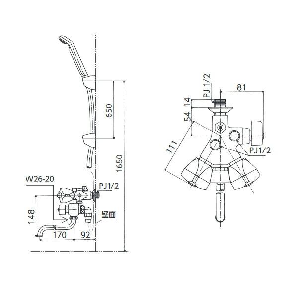 KVK（ケーブイケー） ソーラー2ハンドルシャワー（専用形） KF50NC KVK