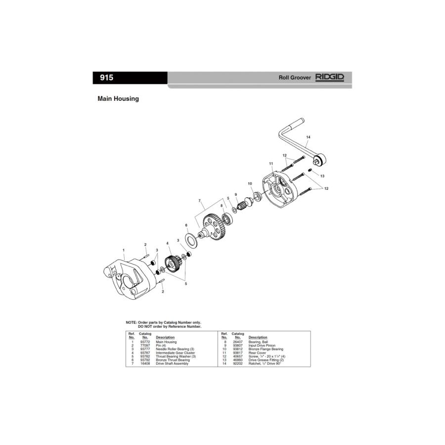 リジッド RIDGID 93772 メイン ハウジング F/915- リジッド 915 ロールグルーバー 76827付属 88232