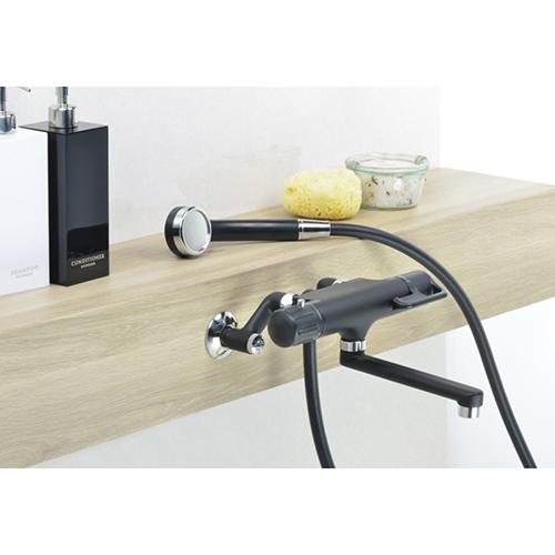 ◇カクダイ サーモスタットシャワー混合栓（マットブラック） E173-042  