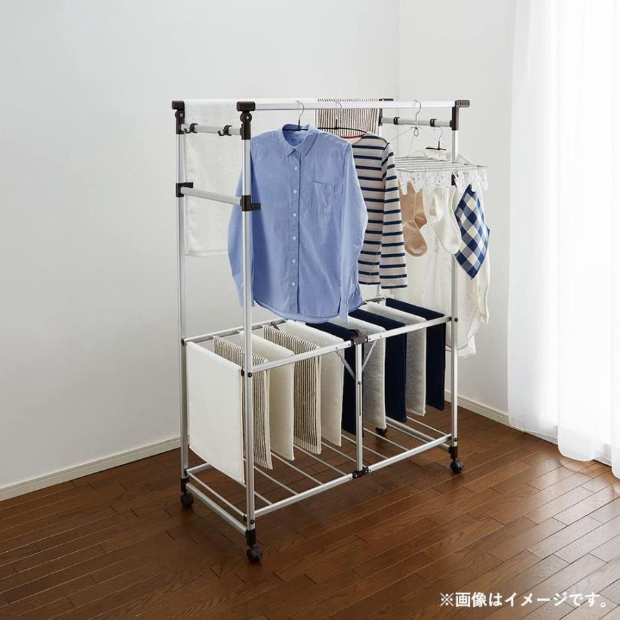 中山福 ベストコ 室内物干し 折りたたみ コンパクト 多機能 軽い ワンタッチ キャスター付き 幅110×奥行51 [NY-286]_1
