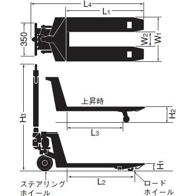 をくだ屋技研(O.P.K) 標準型キャッチパレットトラック CP-50L-150 重量運搬専用型 鉄製ハンドル W車輪型 [配送制限商品][送料別途お見積り]｜firstnet｜02