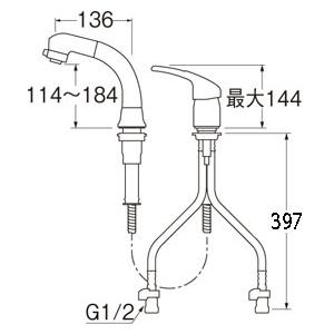 SANEI 三栄水栓(SANEI) K37610EJV-13 シングルスプレー混合栓(洗髪用