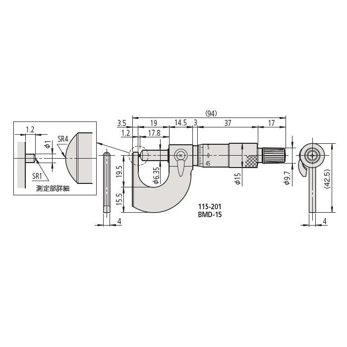ミツトヨ(Mitutoyo) BMD-25MX(395-271-30) デジマチック両球面