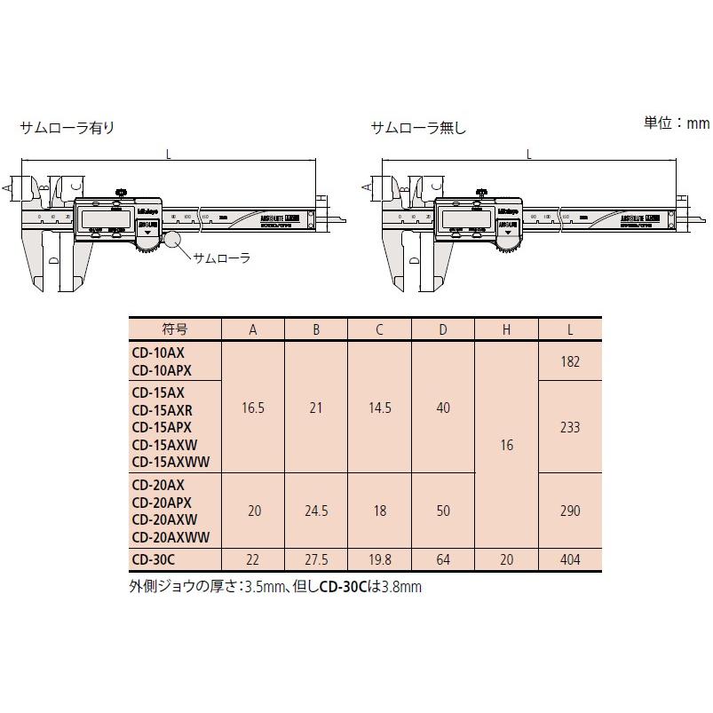 ミツトヨ(Mitutoyo) CD-20APX(500-182-30) ABSデジマチックキャリパ