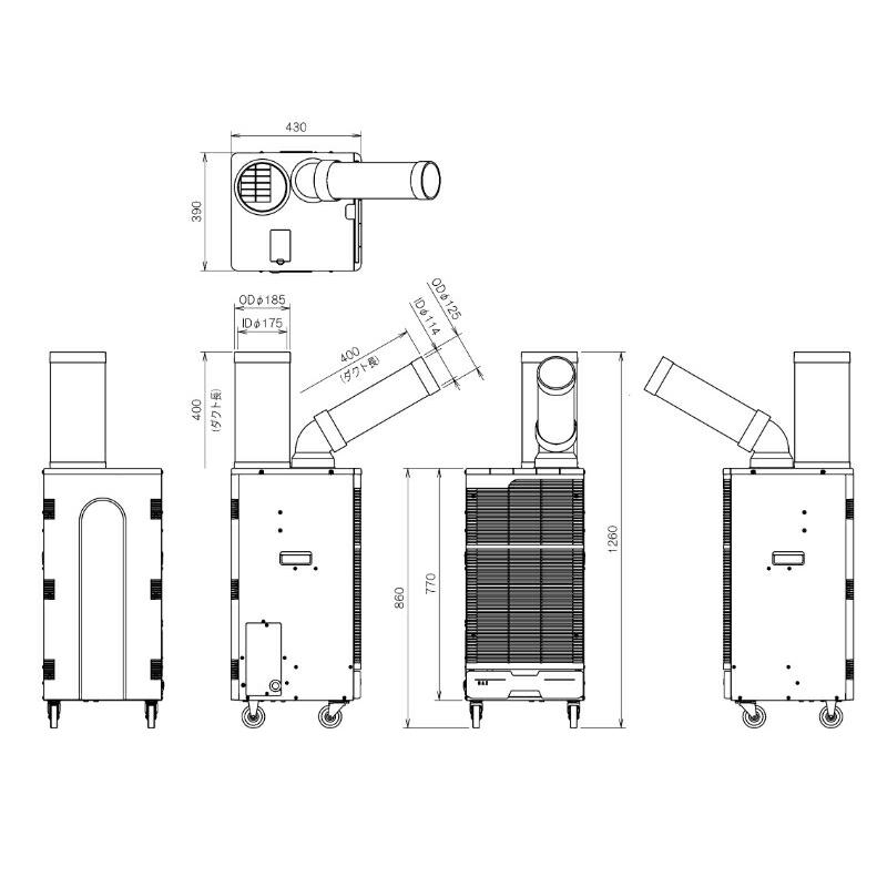 スイデン(Suiden) スポットエアコン 冷風1口タイプ SS-28EJ-3 クールスイファン スタンダード 3相200V 全閉式｜firstnet｜03