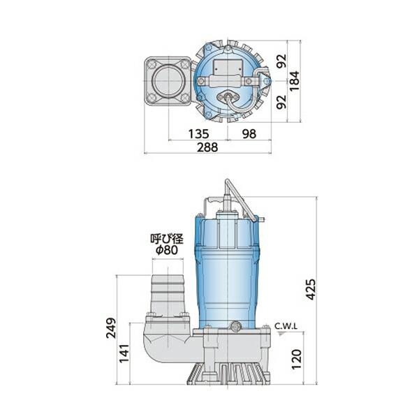 鶴見製作所(ツルミポンプ) 水中ハイスピンポンプ HS3.75SL 60Hz(西日本
