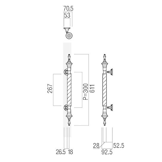 UNION(ユニオン) T8170-15-032 ドアハンドル 押し棒 1セット(内外 