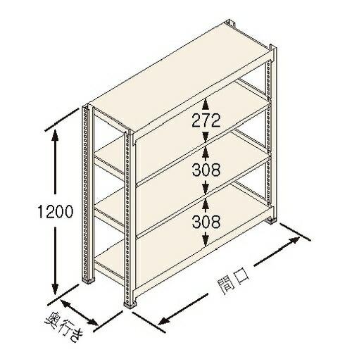 扶桑金属工業 中量ラック　Ｊタイプ500kg GSN-J1212B4D 独立：棚板天地4段 [法人限定][送料別途お見積り]
