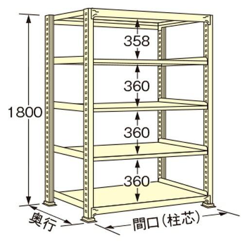 扶桑金属工業 中量ラック WM1815K05T 単連:単体タイプ 棚：5段(天板含む) [法人限定][送料別途お見積り]