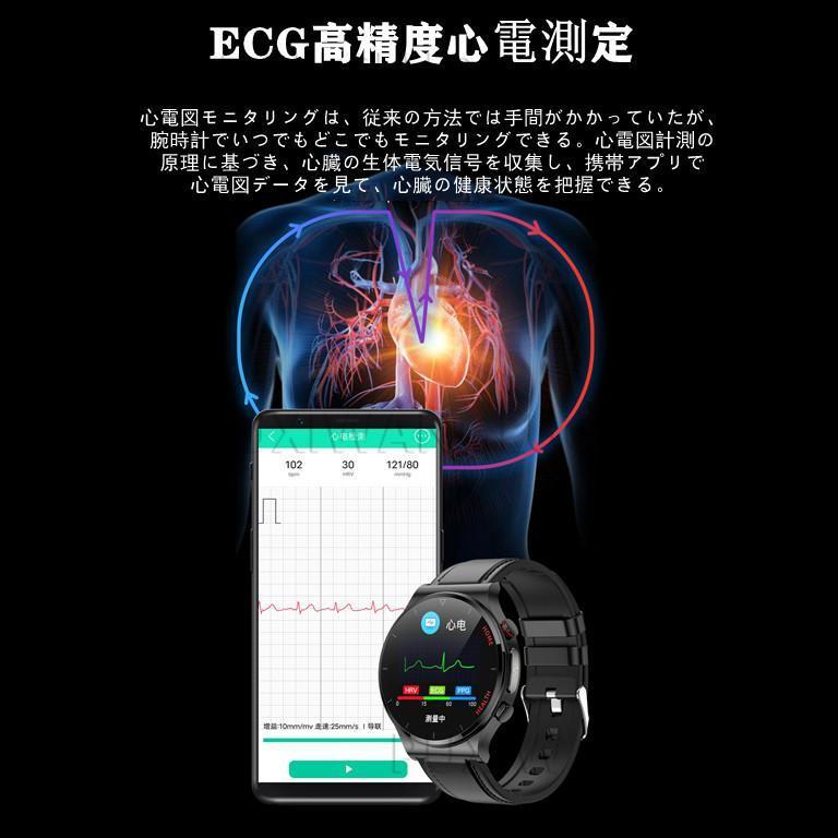 【非侵襲的血糖値測定】スマートウォッチ 日本製センサー 心電図ECG PPG 体温監視 レーザー監視 血圧 呼吸率 親友ケア 血中酸素 IP68防水 LINE 敬老の日 血圧