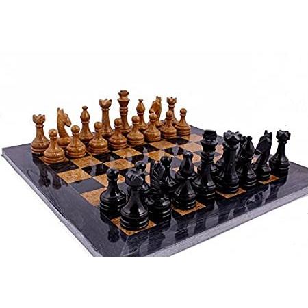 Marble Chess Set， Black/Tan