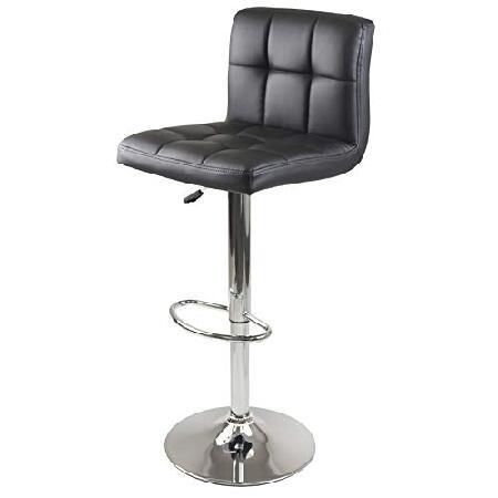 Winsome　Stockholm　Air　Faux　by　Swivel　Square　Lift　Grid　Leather　Black　Seat,　Stool,　Winsome並行輸入