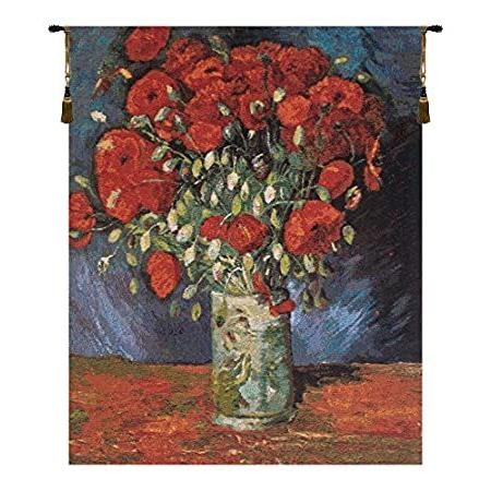 Poppy flowers belgian tapestry wall hanging - 24 in. x 30 in. cotton/acryli