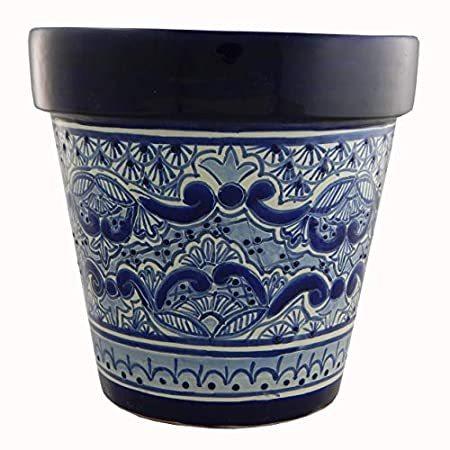 【超ポイントバック祭】 Pot Flower Ceramic Planter Talavera Mexican Folk Handmad Garden Pottery Art プランター
