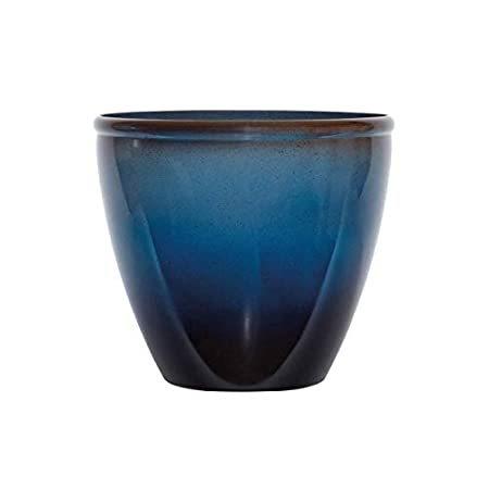 Suncast Seneca 16 Inch Ombre Decorative Resin Planter Pot, Blue Brown (2 Pa