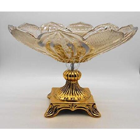 2070 Gold Pedestal Smoked Crystal vase Decorative Fruit Bowl Gift Centerpiece