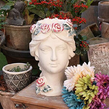 zenggp Goddess Head Planter Flower Pot Lady Vase Greek Sculpture Cement Flower Vase Or Planter,B