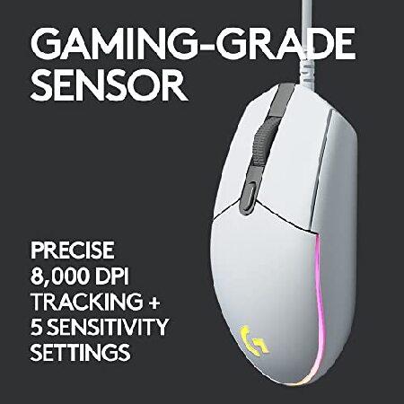 Logitech G203 Wired Gaming Mouse, 8,000 DPI, Rainbow Optical Effect LIGHTSYNC RGB, Programmable Buttons, On-Board Memory, Screen Mapping, PC Mac Com