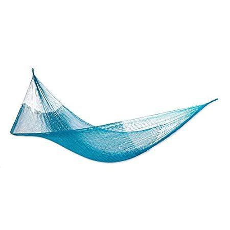 NOVICA Turquoise Blue Nylon Mayan Hand Woven Hammock, Teal Haven' (Single)