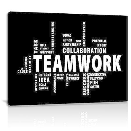 Teamwork Canvas Wall Art - large framed Motivational Quotes Artwork Modern