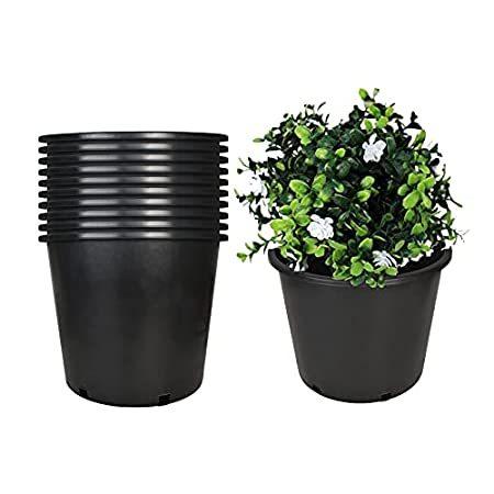TINVHY 10-Pack 7 Gallon Premium Black Nursery Pot Plant Container Garden Pl
