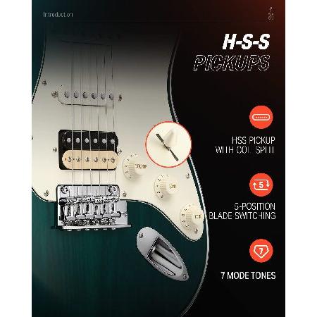 正規品 Donner 39 Inch Electric Guitar， Seeker Series DST-400 Solid Alder Body Electric Guitar for Intermediate ＆ Pro Players， Single Coil Split Syst並行輸入 【IQY1514958340】(53295円)