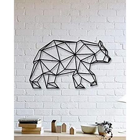 LaModaHome Polar Bear Designed Geometric Shaped Metal Table Decorative Wall