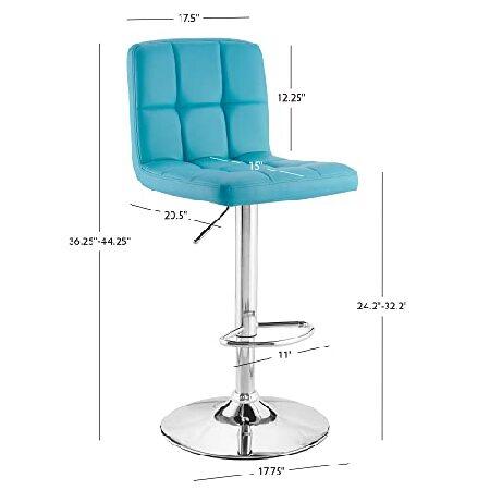 Clayton　Teal　Faux　Adjustable　Leather　Chrome　＆　Barstool　by　Powell並行輸入