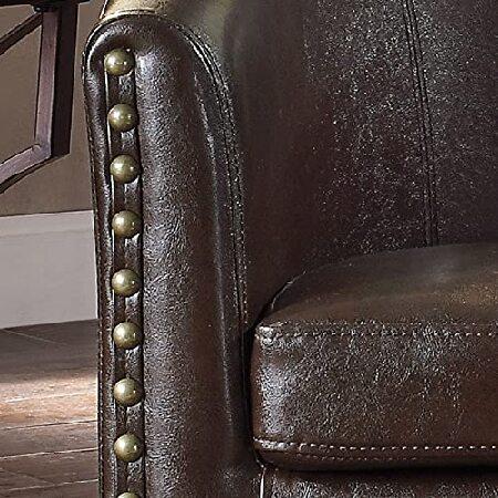 Rosevera Duilio Club Style Barrel Armchair for Living Room， Faux Leather， Standard， Chestnut Brown並行輸入