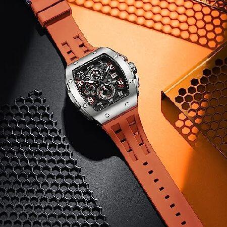 ブランド TSAR BOMBA Watches for Men Luxury Tonneau Wristwatch Analog 50M Waterproof Sapphire Glass Japanese Quartz Movement Silicone Strap Chronograph A-Level 【OCQ1376884176】(48438円)