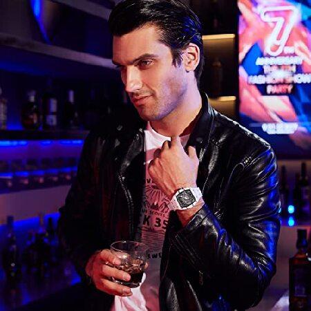 《送料込》 TSAR BOMBA Mens Watch Tonneau Automatic Mechanical with Luminous Sapphire Crystal in White Carbon Fiber 【G3138075067】(110396円)