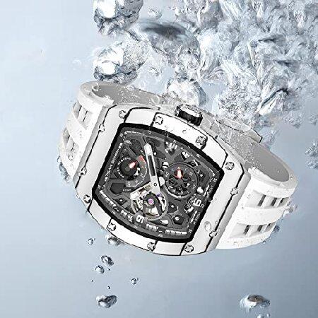 《送料込》 TSAR BOMBA Mens Watch Tonneau Automatic Mechanical with Luminous Sapphire Crystal in White Carbon Fiber 【G3138075067】(110396円)