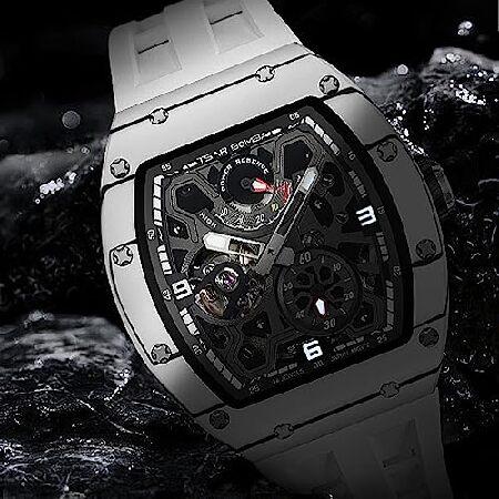 《送料込》 TSAR BOMBA Mens Watch Tonneau Automatic Mechanical with Luminous Sapphire Crystal in White Carbon Fiber 【G3138075067】(110396円)