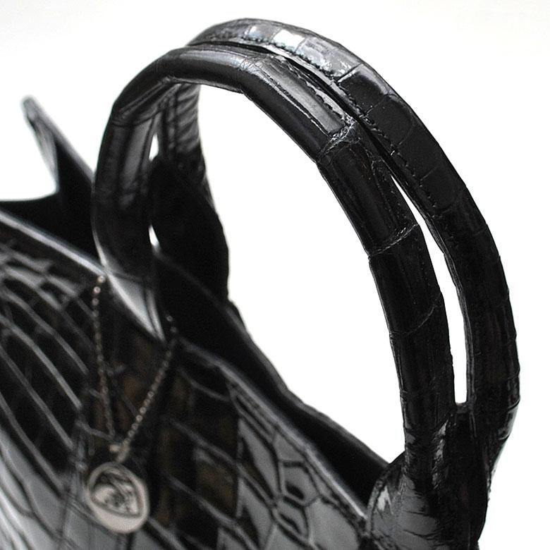 バッグ JRA認定 日本製 本クロコダイル トートバッグ TC-NTB (TC-223) エナメルブラックの画像