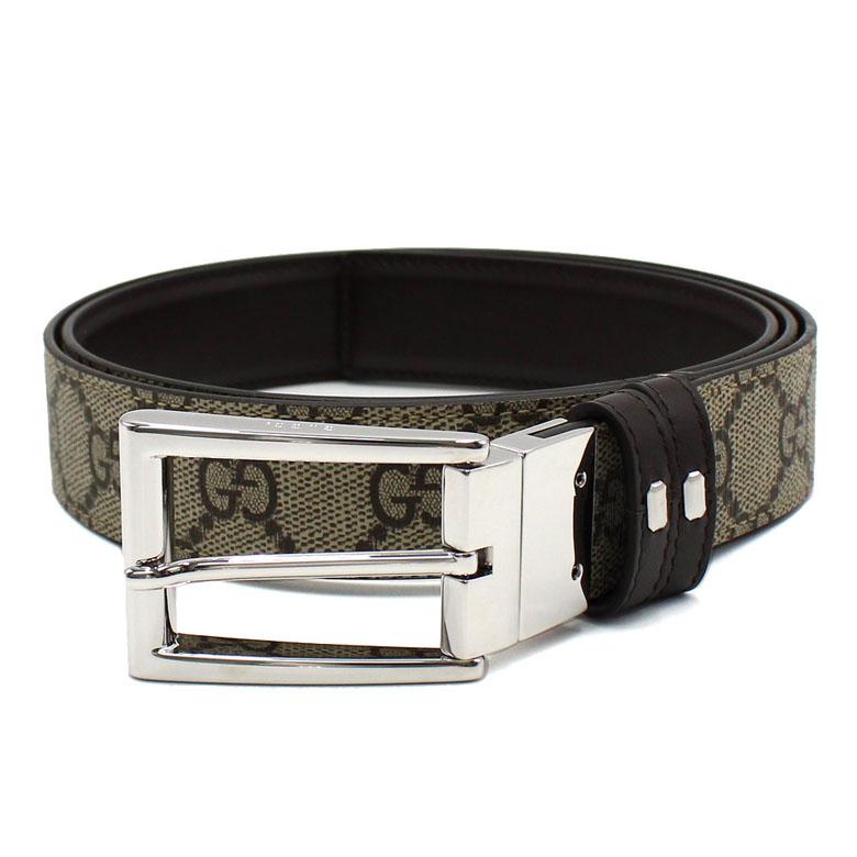 【美品】Gucci GGスプリームベルト　リバーシブル リバーシブル レザー ベルト（ダブルG バックル） ・ブラック