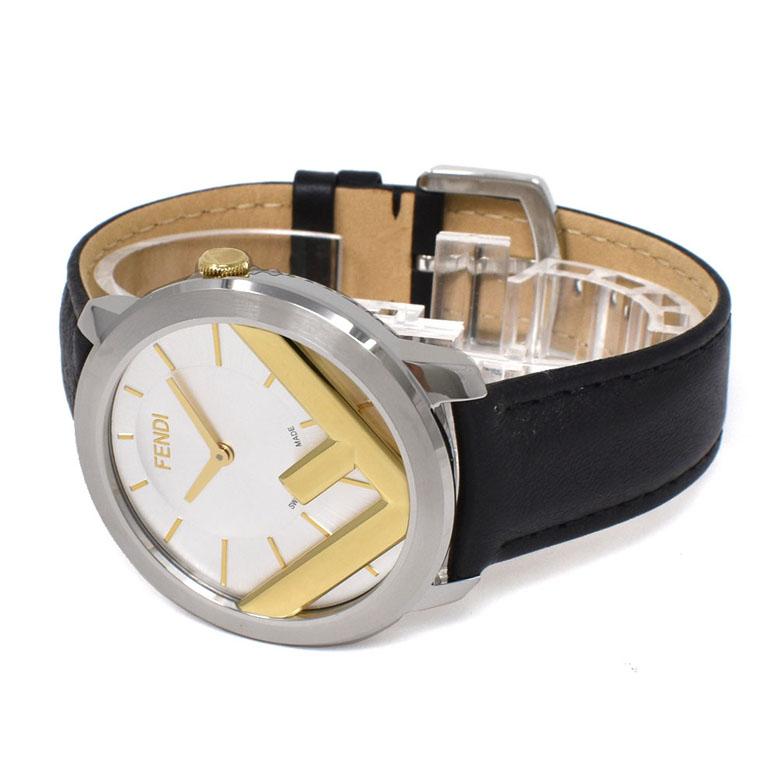 FENDI Run Away ラナウェイ 革ベルト ホワイト × ゴールド ☆レア!☆ FENDI Run Away Ladies Leather Strap Watch (FENDI