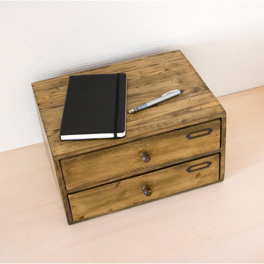 ミニチェスト 2段 小引き出し チェスト 収納 引き出し 卓上 木箱 木製