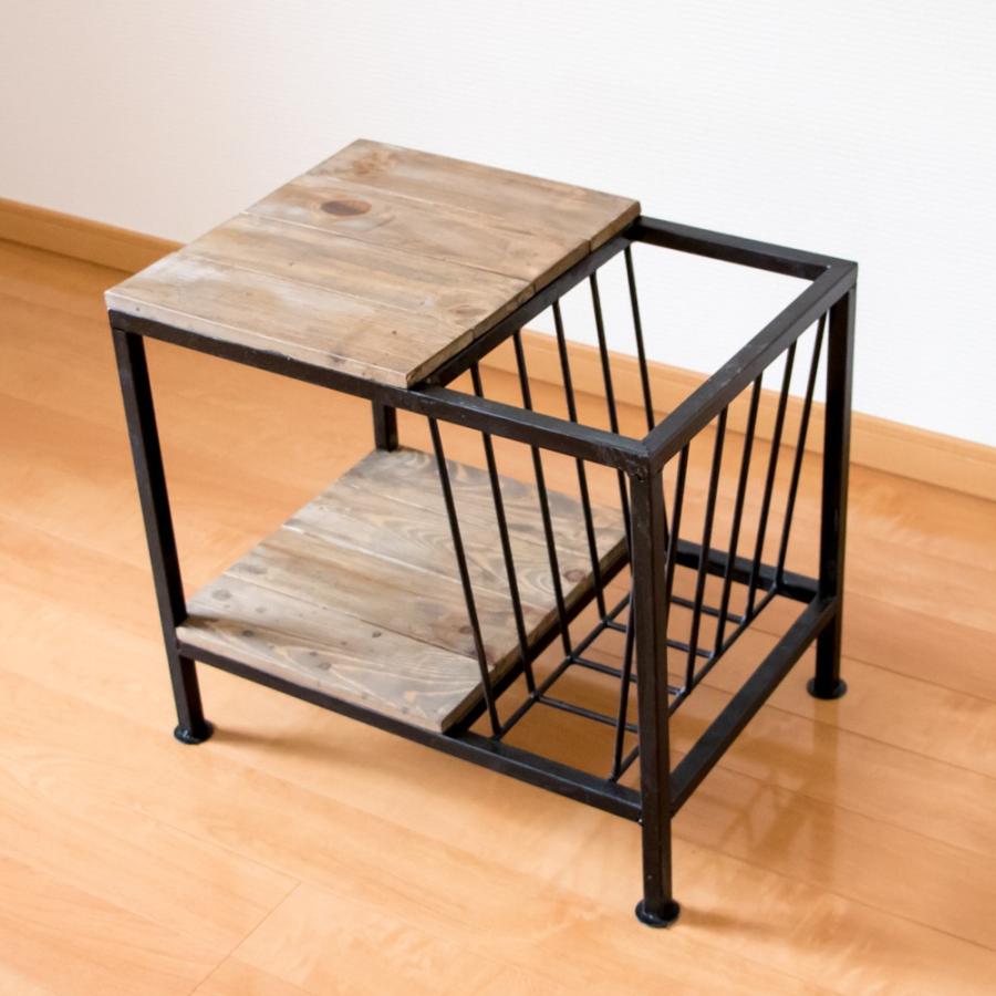 マガジンラック付きサイドテーブル 送料無料 幅53cm 高さ45cm 奥行38cm 