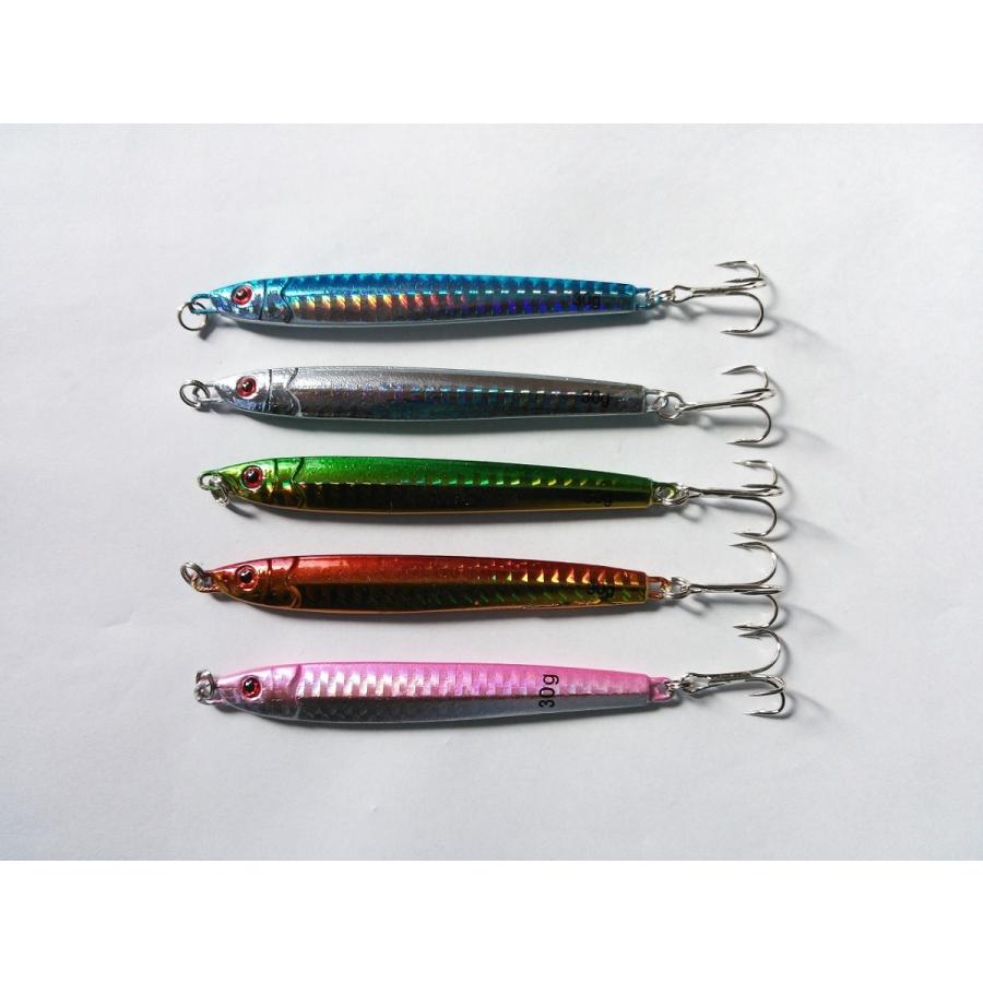 メタルジグ 30g 9cm 細め 5色 セット 左右非対称 ジギング シーバス 青物 フラットフィッシュ 根魚 フラッシング ただ巻き リフト フォール 310 雪見堂yahoo 店 通販 Yahoo ショッピング