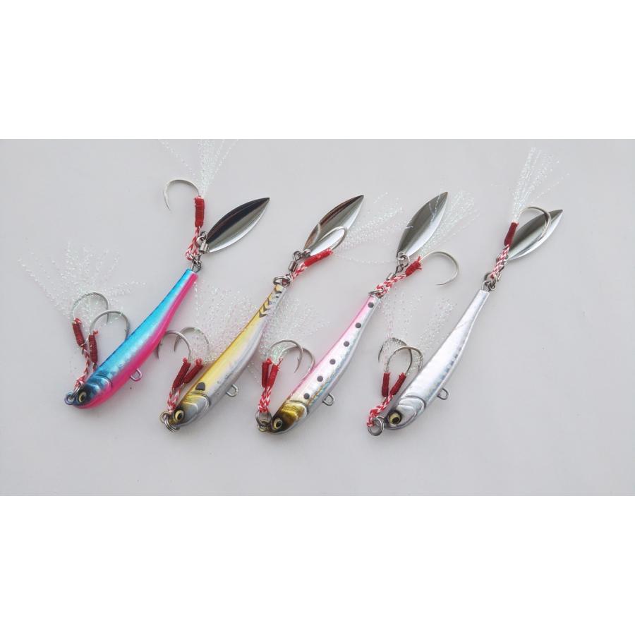 かつおぶし形状 ブレード付き メタルジグ 30g 60mm 姿勢もレンジもキープ シングルフック３つ