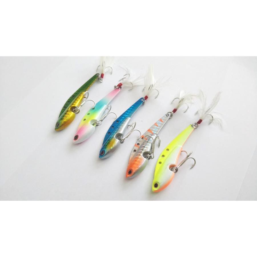 鉄板 フェザー付き 30g 5色セット 7 5cm 小さめフォルム メタル バイブレーション シーバス 青物 イナダ ヒラメ マゴチ L234 L234 雪見堂yahoo 店 通販 Yahoo ショッピング