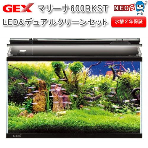 アクアリウム 用品)GEX マリーナ600BKST LED&デュアルクリーンセット 
