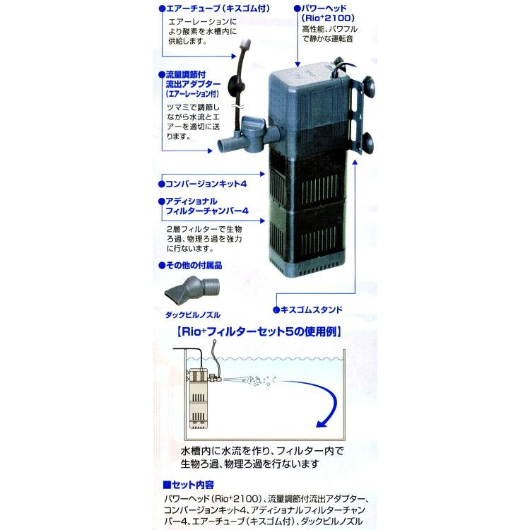 アクアリウム 用品)カミハタ Rioリオ2100 フィルターセット5 50Hz