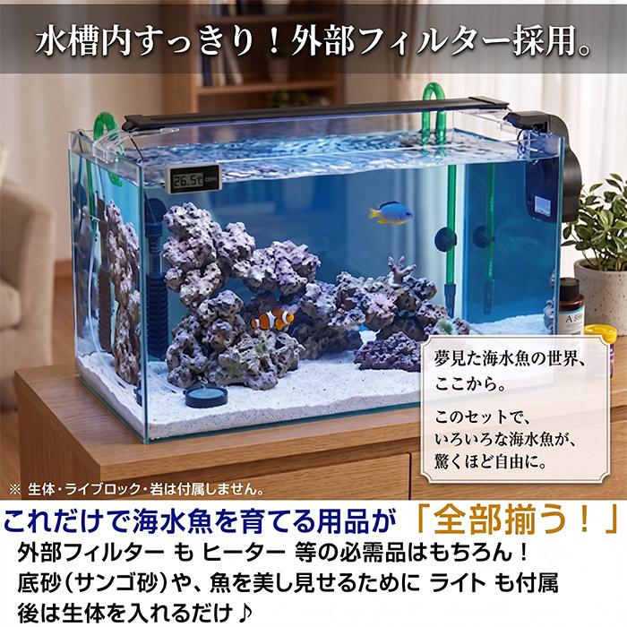 ハイクオリティ海水魚セット 60cm水槽 フルセット 外部フィルター LEDライト ヒーター付き 海水魚飼育セット【お部屋の中の水族館シリーズ】 |  | 01