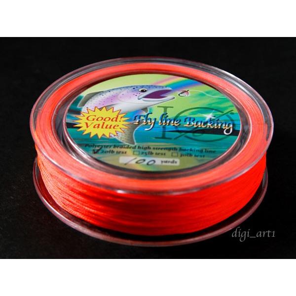 オレンジフライライン付きフライリール フライ用 バッキングライン 100yard オレンジ 20lbs