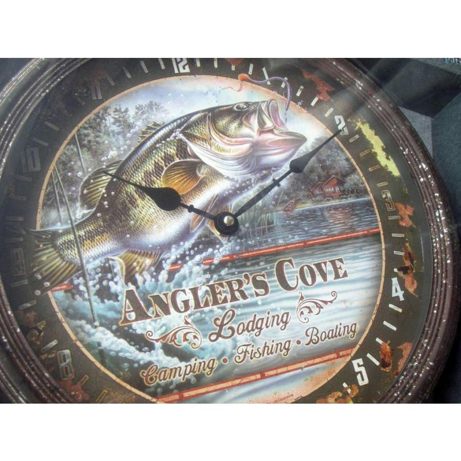 リバースエッジ　ブリキの壁掛け時計 - Angler's Cove　15" Rusted Bass Clock｜fishing-nest｜04