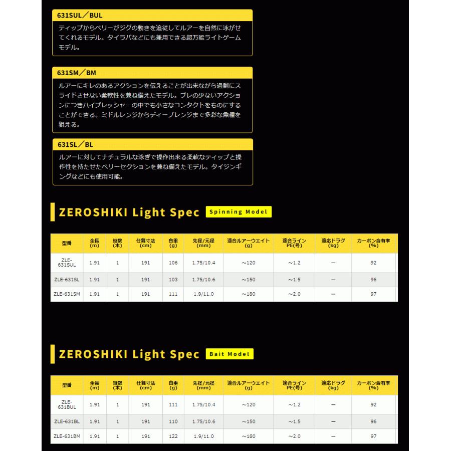 ゼニス ゼロシキ ライトスペック STK Evolve ZLE-631SM(スピニング) ( ZEROSHIKI) / ジギングロッド / zenith (SP)｜fishing-tsuribitokan｜03