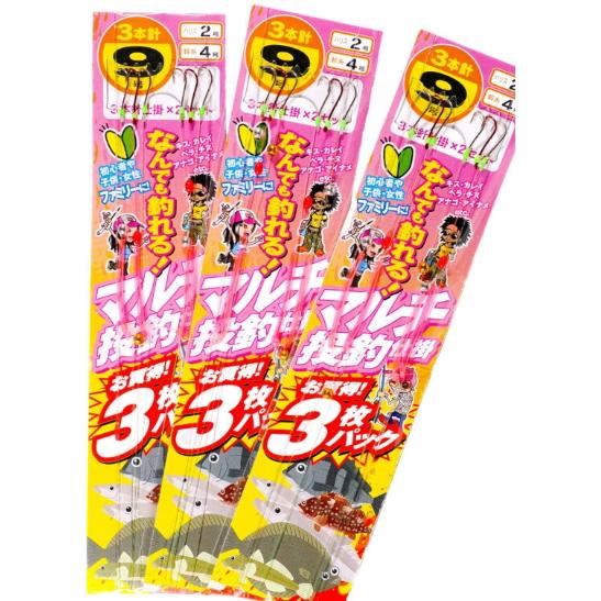 マルシン漁具 マルチ投釣り3枚セット 3本針 8号 (8-1.5-4) / キス